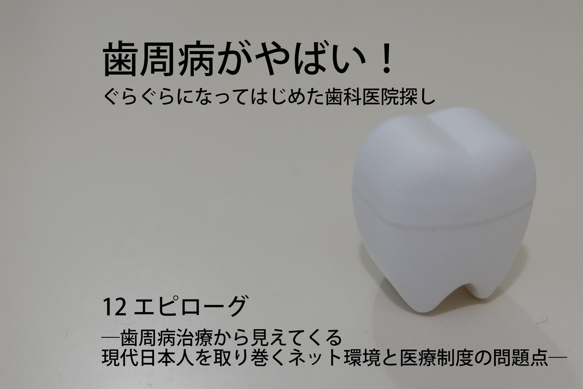 歯周病がやばい!ぐらぐらになってはじめた歯科医院探し12 エピローグ―歯周病治療から見えてくる現代日本人を取り巻くネット環境と医療制度の問題点―